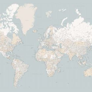 輸入壁紙 カスタム壁紙 PHOTOWALL / World Map with Cities XXIII (e331264)