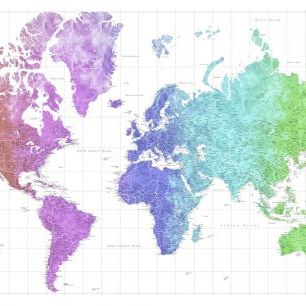 輸入壁紙 カスタム壁紙 PHOTOWALL / World Map with Cities XXIV (e331265)
