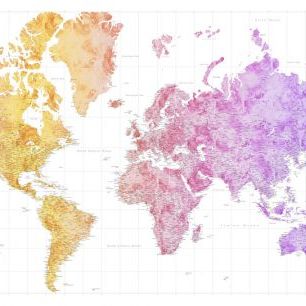 輸入壁紙 カスタム壁紙 PHOTOWALL / World Map with Cities XXVI (e331267)