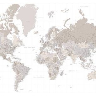 輸入壁紙 カスタム壁紙 PHOTOWALL / World Map with Cities XXVIII (e331269)