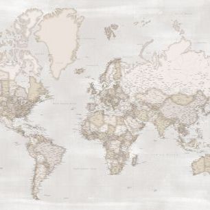 輸入壁紙 カスタム壁紙 PHOTOWALL / World Map with Cities XXIX (e331270)