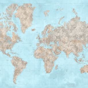 輸入壁紙 カスタム壁紙 PHOTOWALL / World Map with Cities XXX (e331271)