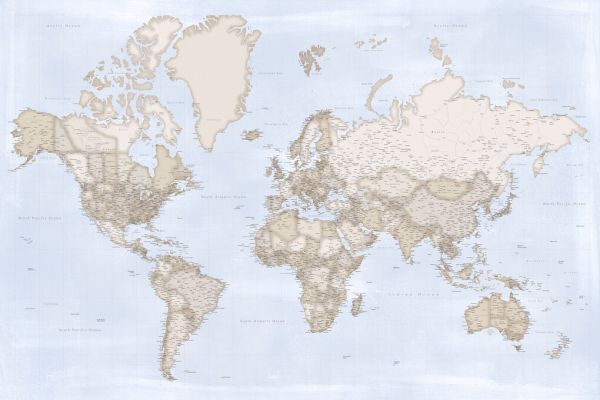 輸入壁紙 カスタム壁紙 PHOTOWALL / World Map with Cities XXXIII (e331274)
