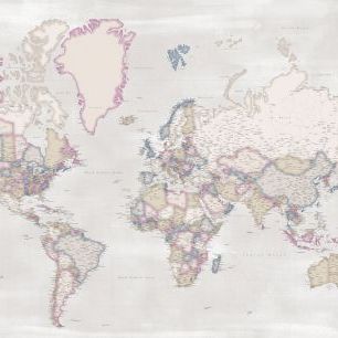 輸入壁紙 カスタム壁紙 PHOTOWALL / World Map with Cities XXXIV (e331275)