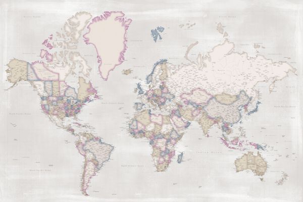 輸入壁紙 カスタム壁紙 PHOTOWALL / World Map with Cities XXXIV (e331275)