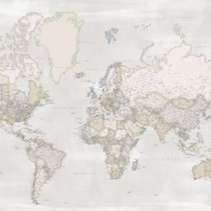 輸入壁紙 カスタム壁紙 PHOTOWALL / World Map with Cities XXXV (e331276)