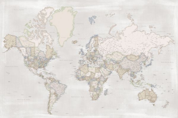 輸入壁紙 カスタム壁紙 PHOTOWALL / World Map with Cities XXXV (e331276)