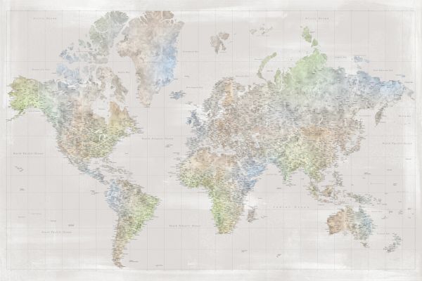 輸入壁紙 カスタム壁紙 PHOTOWALL / World Map with Cities XXXVI (e331277)
