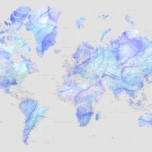 輸入壁紙 カスタム壁紙 PHOTOWALL / World Map with Cities XXXVIII (e331279)
