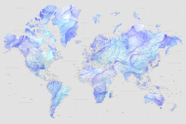 輸入壁紙 カスタム壁紙 PHOTOWALL / World Map with Cities XXXVIII (e331279)