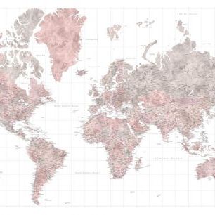輸入壁紙 カスタム壁紙 PHOTOWALL / World Map with Cities XXXIX (e331280)