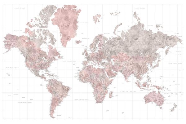 輸入壁紙 カスタム壁紙 PHOTOWALL / World Map with Cities XXXIX (e331280)