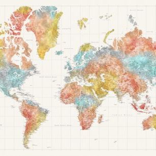 輸入壁紙 カスタム壁紙 PHOTOWALL / World Map with Cities XLI (e331282)