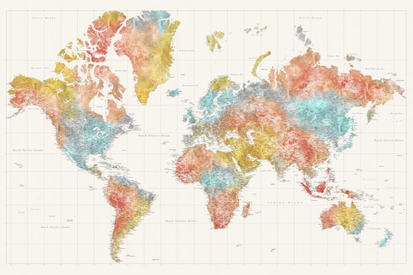 輸入壁紙 カスタム壁紙 PHOTOWALL / World Map with Cities XLI (e331282)