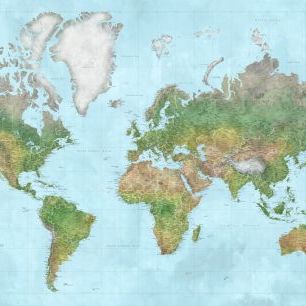 輸入壁紙 カスタム壁紙 PHOTOWALL / World Map with Cities XLIII (e331284)