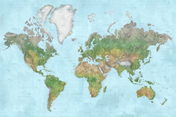 輸入壁紙 カスタム壁紙 PHOTOWALL / World Map with Cities XLIII (e331284)