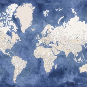 輸入壁紙 カスタム壁紙 PHOTOWALL / World Map with Cities XLV (e331286)