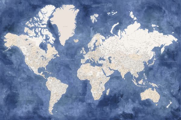 輸入壁紙 カスタム壁紙 PHOTOWALL / World Map with Cities XLV (e331286)