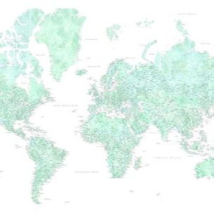 輸入壁紙 カスタム壁紙 PHOTOWALL / World Map with Cities XLVI (e331287)