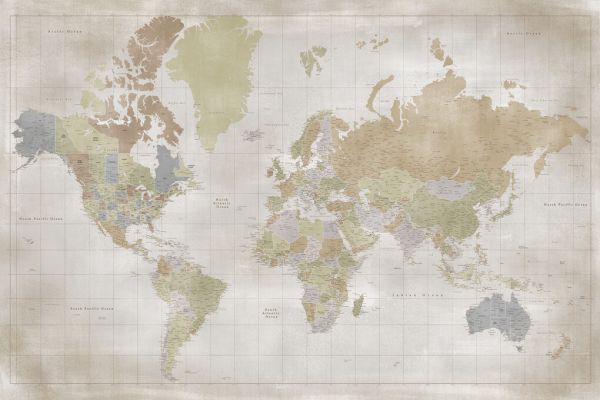 輸入壁紙 カスタム壁紙 PHOTOWALL / World Map with Cities XLVII (e331288)