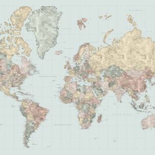 輸入壁紙 カスタム壁紙 PHOTOWALL / World Map with Cities XLVIII (e331289)