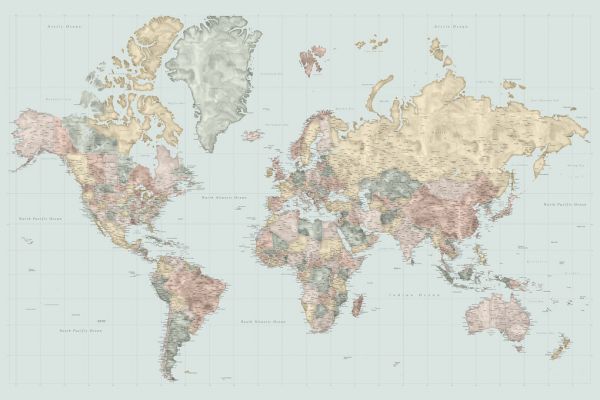 輸入壁紙 カスタム壁紙 PHOTOWALL / World Map with Cities XLVIII (e331289)