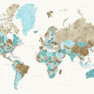 輸入壁紙 カスタム壁紙 PHOTOWALL / World Map with Cities XLIX (e331290)
