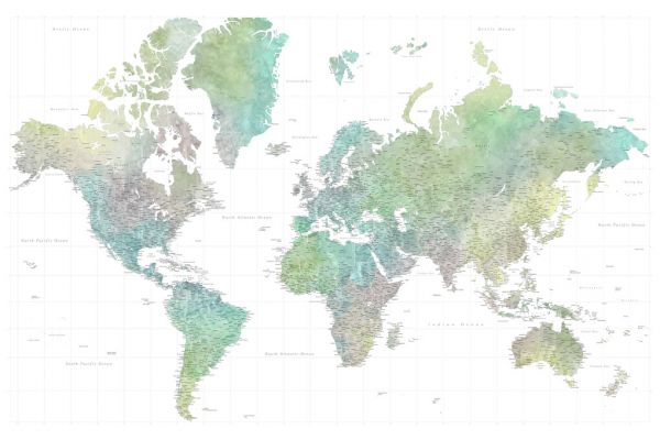 輸入壁紙 カスタム壁紙 PHOTOWALL / World Map with Cities L (e331291)