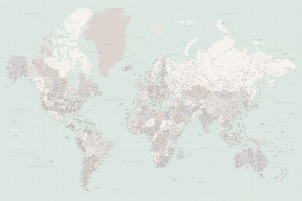 輸入壁紙 カスタム壁紙 PHOTOWALL / World Map with Cities LII (e331293)