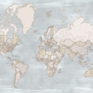 輸入壁紙 カスタム壁紙 PHOTOWALL / World Map with Cities LIII (e331294)