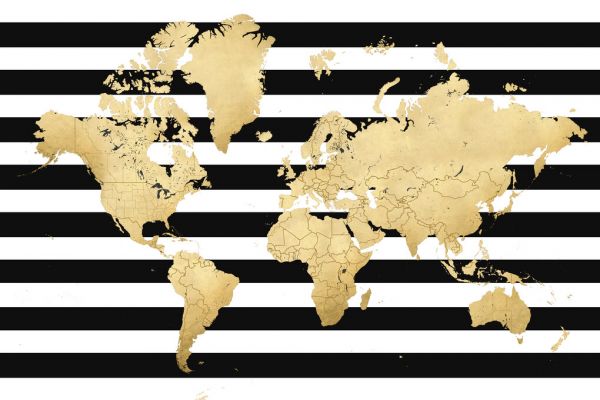 輸入壁紙 カスタム壁紙 PHOTOWALL / World Map - Stripes (e331300)