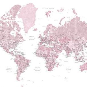 輸入壁紙 カスタム壁紙 PHOTOWALL / World Map with Cities (e331301)