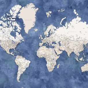 輸入壁紙 カスタム壁紙 PHOTOWALL / World Map with Cities II (e331302)