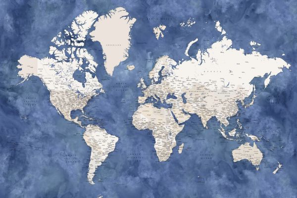 輸入壁紙 カスタム壁紙 PHOTOWALL / World Map with Cities II (e331302)