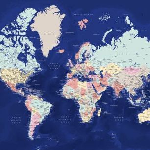 輸入壁紙 カスタム壁紙 PHOTOWALL / World Map with Cities III (e331303)