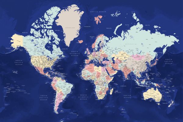 輸入壁紙 カスタム壁紙 PHOTOWALL / World Map with Cities III (e331303)