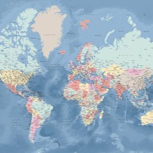 輸入壁紙 カスタム壁紙 PHOTOWALL / World Map with Cities IV (e331304)