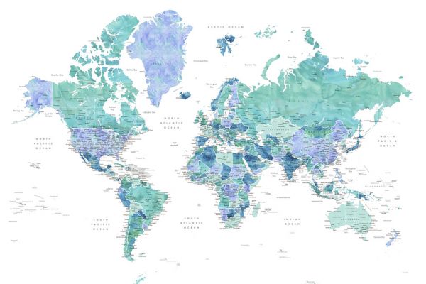 輸入壁紙 カスタム壁紙 PHOTOWALL / World Map with Cities V (e331305)