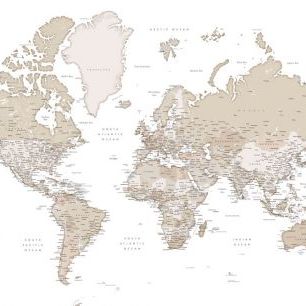 輸入壁紙 カスタム壁紙 PHOTOWALL / World Map with Cities VI (e331306)