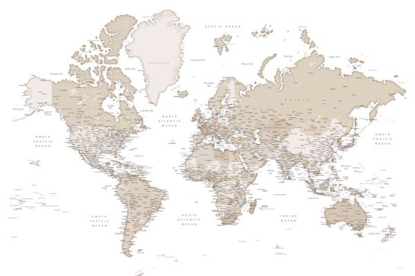 輸入壁紙 カスタム壁紙 PHOTOWALL / World Map with Cities VI (e331306)