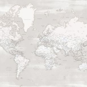 輸入壁紙 カスタム壁紙 PHOTOWALL / World Map with Cities VII (e331307)