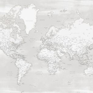 輸入壁紙 カスタム壁紙 PHOTOWALL / World Map with Cities IX (e331309)
