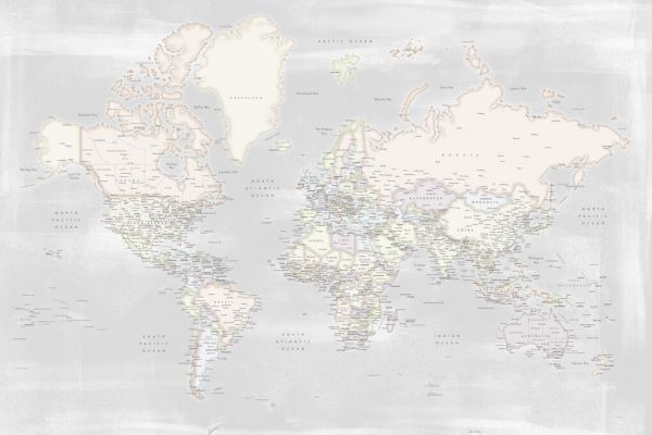 輸入壁紙 カスタム壁紙 PHOTOWALL / World Map with Cities X (e331310)