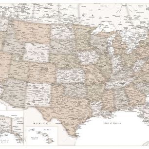 輸入壁紙 カスタム壁紙 PHOTOWALL / United States Map (e331312)