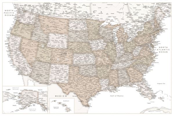 輸入壁紙 カスタム壁紙 PHOTOWALL / United States Map (e331312)
