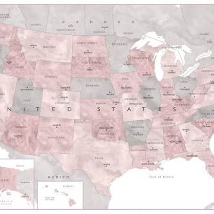 輸入壁紙 カスタム壁紙 PHOTOWALL / United States Map Cities and States (e331313)