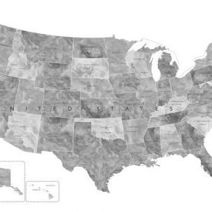 輸入壁紙 カスタム壁紙 PHOTOWALL / United States Map Cities and States II (e331314)