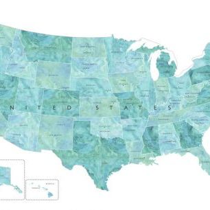 輸入壁紙 カスタム壁紙 PHOTOWALL / United States Map Cities and States III (e331315)