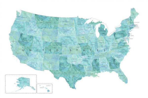 輸入壁紙 カスタム壁紙 PHOTOWALL / United States Map Cities and States III (e331315)