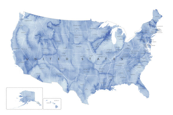 輸入壁紙 カスタム壁紙 PHOTOWALL / United States Map Cities and States IV (e331316)